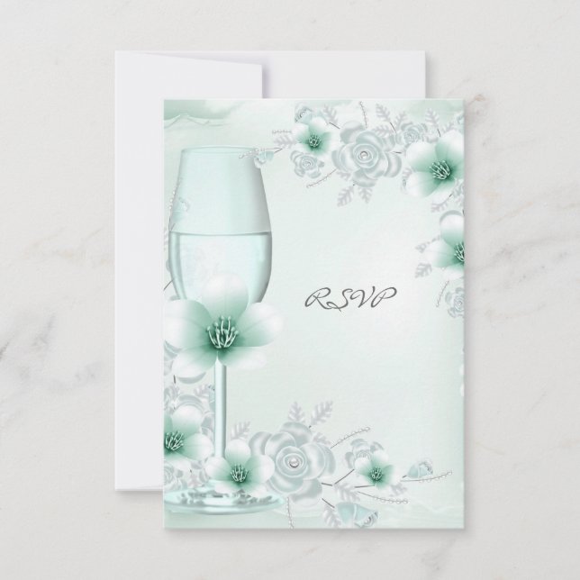 RSVP Wedding Blossoms Rosa Floral Mint Green (Frente)