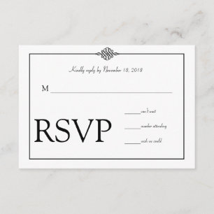 RSVP Wedding branco preto elegante simples