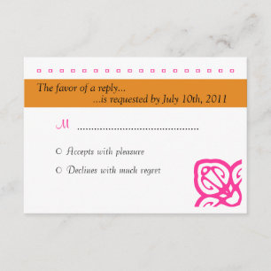 RSVP Wedding decorativo alaranjado e cor-de-rosa