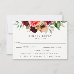 RSVP Wedding floral colorido com o cartão da