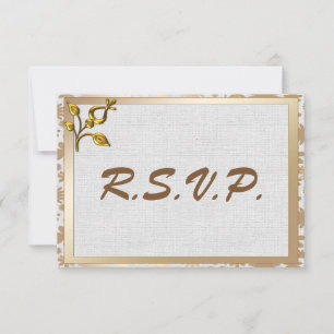 RSVP Wedding floral e de linho Dourado cor-de-rosa