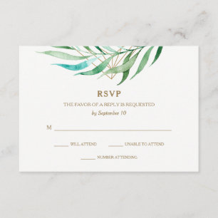 RSVP Wedding geométrico botânico e de cobre
