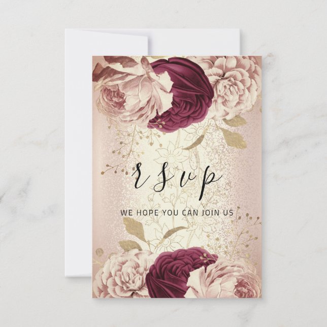 RSVP Wedding Marsala Florals Rosa PinkGlam (Verso)