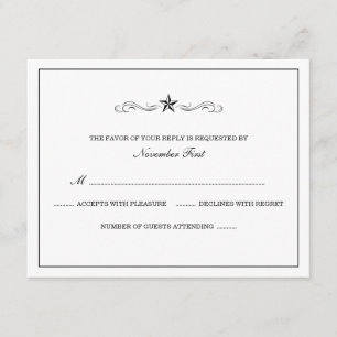 RSVP Wedding ocidental branco e preto