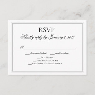 RSVP Wedding preto e branco elegante