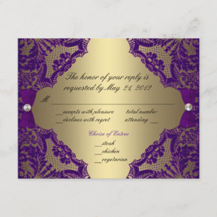 RSVP Wedding roxo e Dourado