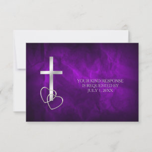 RSVP Wedding transversal cristão de prata roxo