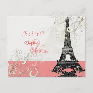 RSVPs de torre Eiffel exigem convites 5x7