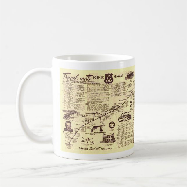Rt 66 Chicago à caneca de café de Springfield (Esquerda)