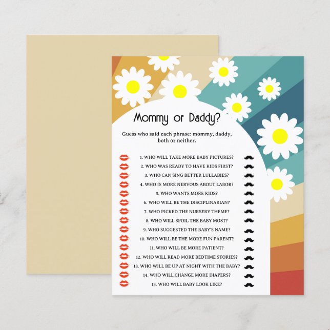 Rtro Groovy - jogo de chá de fraldas ou Mamãe (Frente/Verso)