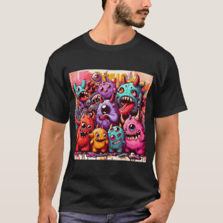 Rua Art Cute Monstros Padrão T-Shirt