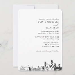 Rua Augustine Wedding Elegant Skyline Convite
