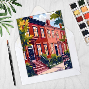 Rua Beacon Boston Massachusetts Aquarela Carta