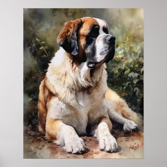 Rua Bernard Dog Art Impressão Poster (Frente)