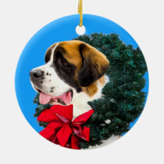 Rua Bernard dog com ornamento Wreath