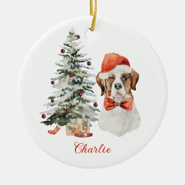 Rua Bernard Dog Enfeites de natal Personalizado (Frente)