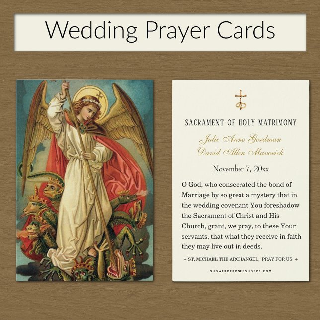 Rua Católica. Casamento de Michael Archangel - San (St. Michael the Archangel Catholic Wedding Prayer Cards )