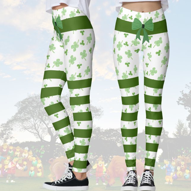 Rua de Meias de Leprechaun, leggings do dia de Pat (Lucky Green Leprechaun Socks St. Patrick's Day Leggings)