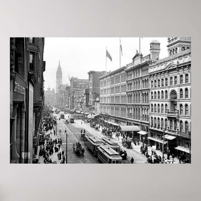 rua de mercado de 1904, Philadelphia Pa. Impressão (Frente)