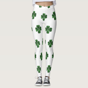 Rua de Shamrocks Verdes. Leggings do Dia de Patric