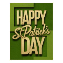 Rua Feliz do Dia de Patrick, Poster Dourada Verde