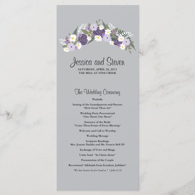 Rua Floral Roxa | Programa de Cerimônia (Frente)