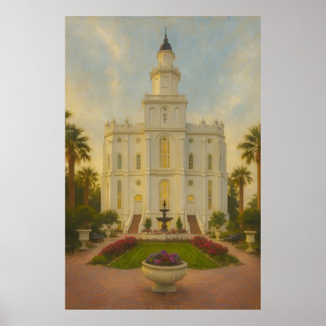 Rua: George Utah Temple Painting™ LDS Art Poster (Frente)