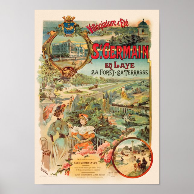 Rua-Germain-en-Laye Poster vintage 1902 (Frente)