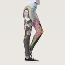 Rua Gertrude Patron de Gatos Leggings Watercolor