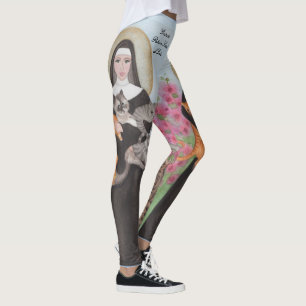 Rua Gertrude Patron de Gatos Leggings Watercolor