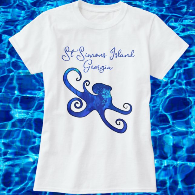 Rua. Ilha Simons Georgia Blue Octopus T-Shirt (Color choices available.)