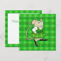 RUA IRISH JIG MOUSE. Cartão Plano Quadrado de Patr