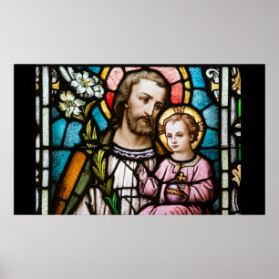 Rua: Joseph StainGlass Religião Jesus Poster