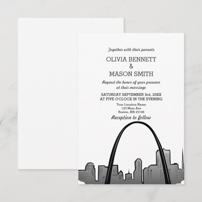 Rua Louis Casamento Convite Missouri Santo Louis (Frente/Verso)