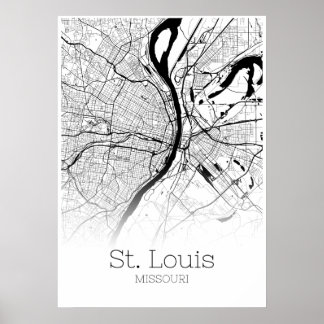 Rua. Louis Map - Missouri - City Map Poster
