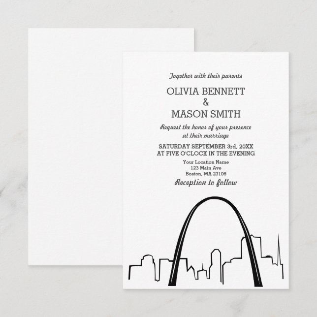 Rua Louis Skyline Convite para Casamento de Citysc (Frente/Verso)