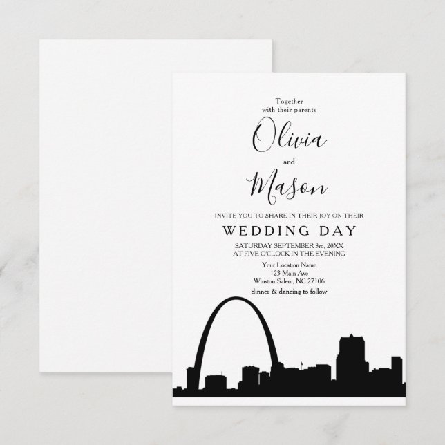 Rua Louis Skyline Convite para Casamento de Citysc (Frente/Verso)