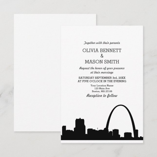 Rua Louis Skyline Convite para Casamento de Paisag (Frente/Verso)