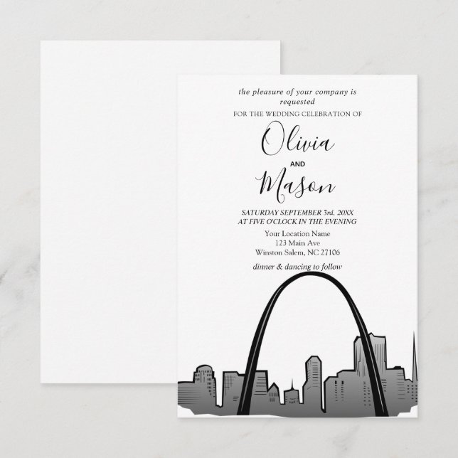 Rua Louis Skyline Convite para Casamento de Paisag (Frente/Verso)