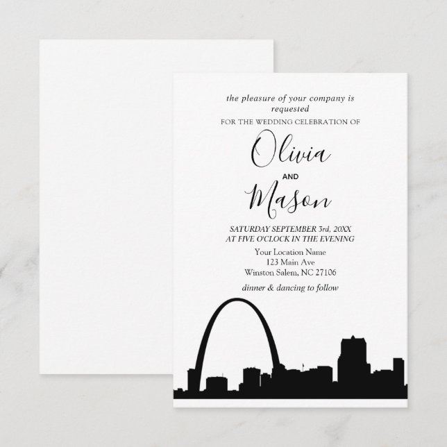 Rua Louis Skyline Convite para Casamento de Paisag (Frente/Verso)