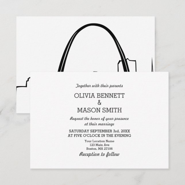 Rua Louis Wedding Convite Missouri Santo Louis (Frente/Verso)