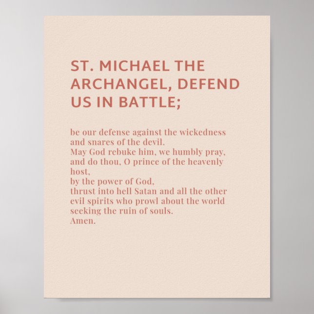 Rua Michael the Archangel Prayer Poster (Frente)