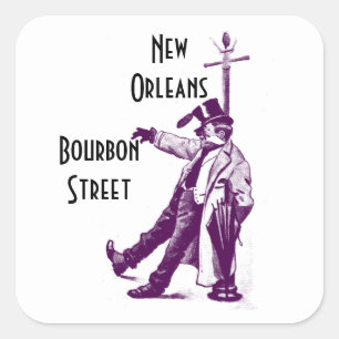 Rua Nova Orleães de Bourbon das etiquetas das