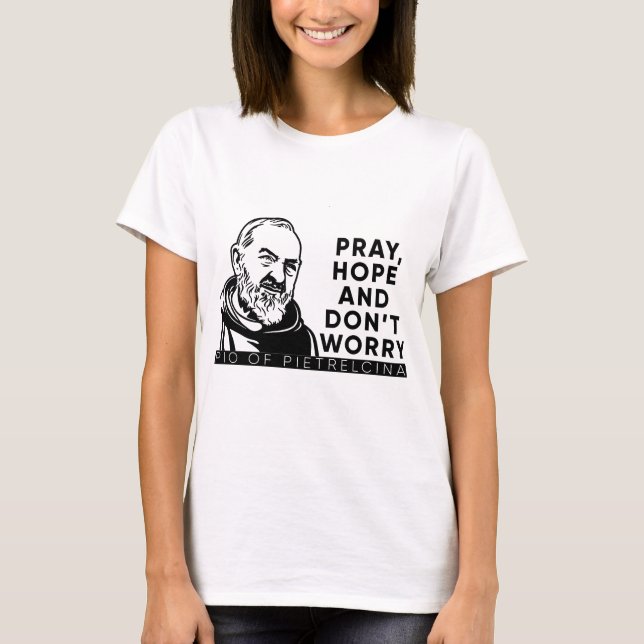 Rua. Padre Pio Católico Camisa Cristã (Frente)