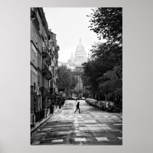 Rua Parisiense e Sacre Coeur - Poster