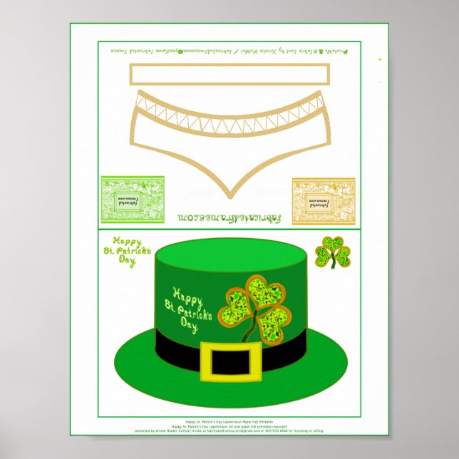 Rua Patrick Leprechaun Card Party Hat pdf Poster (Frente)