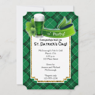 Rua. Patricks Day Green Beer Convite de festas