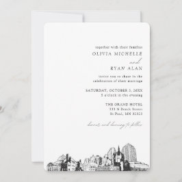 Rua, Paul Wedding Elegante Skyline Convite