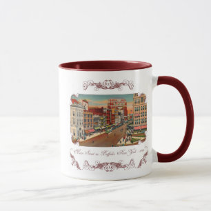 Rua principal - búfalo, caneca de café do vintage