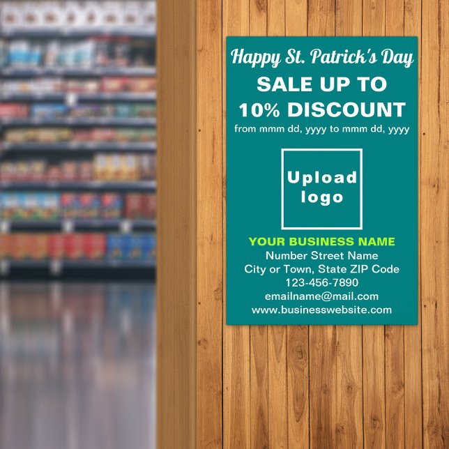 Rua Verde Teal. Venda do Dia de Patrick Poster (Teal green St. Patrick's Day business sale poster)